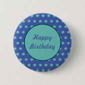 Happy Birthday Button (Denim Blue & Aqua) (Vorderseite)