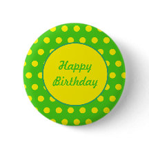 Happy Birthday Button (Neon Green & Neon Yellow)