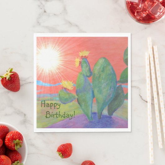 Happy Birthday Cactus Sunset Serviette (Beispiel)