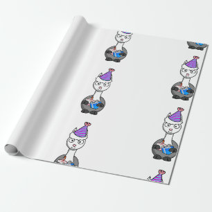 happy birthday cake alpaca geschenkpapier