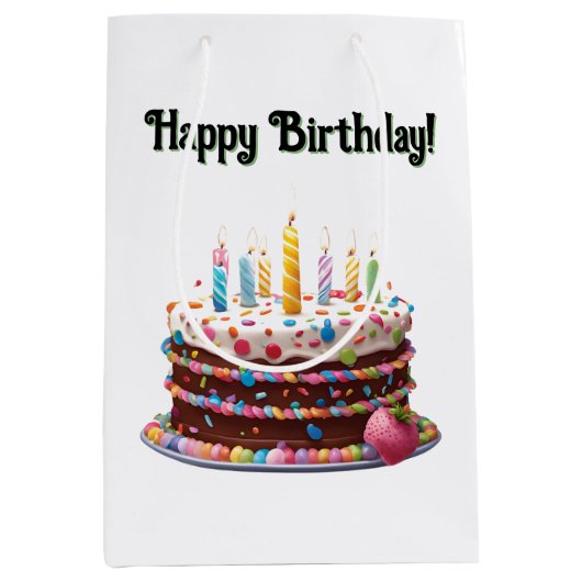 Happy Birthday Cake Bag Geschenk Party Mittlere Geschenktüte (Vorderseite)