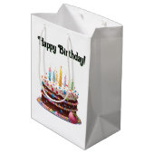 Happy Birthday Cake Bag Geschenk Party Mittlere Geschenktüte (Rückseite Schrägansicht)