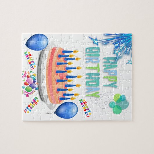 Happy Birthday Cake Ballons Puzzle (Horizontal)