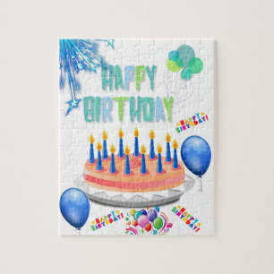 Happy Birthday Cake Ballons Puzzle