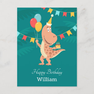 Happy Birthday Cake Balloon Niedlich Dinosaur Post Postkarte