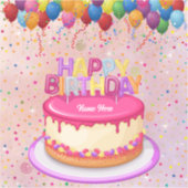 Happy Birthday Cake Balloon und Confetti Aufkleber (Vorderseite)