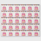 Happy Birthday Cake Balloon und Confetti Geschenkpapier (Flach)