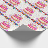 Happy Birthday Cake Balloon und Confetti Geschenkpapier (Ecke)