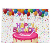 Happy Birthday Cake Balloon und Confetti Große Geschenktüte (Rückseite)