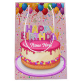 Happy Birthday Cake Balloon und Confetti Mittlere Geschenktüte (Vorderseite)