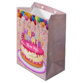 Happy Birthday Cake Balloon und Confetti Mittlere Geschenktüte (Rückseite Schrägansicht)