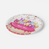 Happy Birthday Cake Balloon und Confetti Pappteller (Schrägansicht)