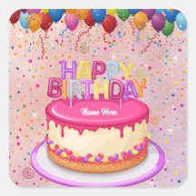 Happy Birthday Cake Balloon und Confetti