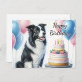 Happy Birthday Cake Balloons Border Collie Postkarte (Vorne/Hinten)