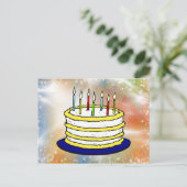 Happy Birthday Cake Bright Glitzern Postkarte (Stehend Vorderseite)