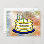 Happy Birthday Cake Bright Glitzern Postkarte (Vorne/Hinten)