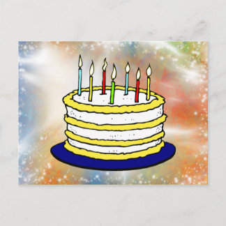 Happy Birthday Cake Bright Glitzern Postkarte