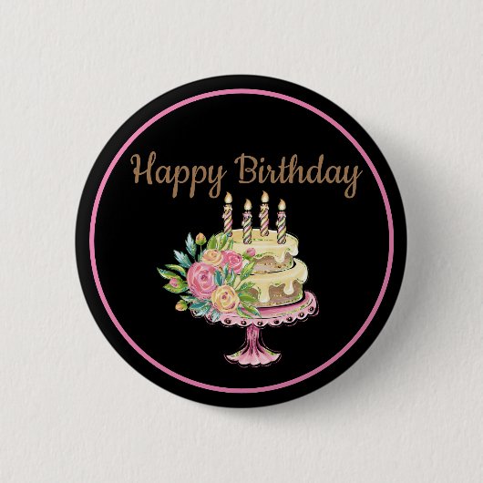 Happy Birthday Cake Button (Vorderseite)