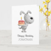Happy Birthday Cake Candle Niedlich Funny Dog Welp Karte (Gelbe Blume)