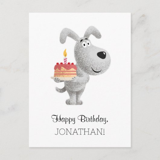 Happy Birthday Cake Candle Niedlich Funny Dog Welp Postkarte (Vorderseite)