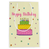 Happy Birthday Cake Candle Whimsical Mittlere Geschenktüte (Vorderseite)