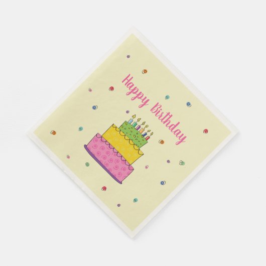 Happy Birthday Cake Candle Whimsical Serviette (Ecke)