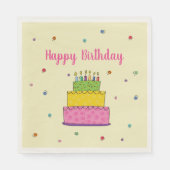 Happy Birthday Cake Candle Whimsical Serviette (Vorderseite)