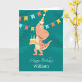 Happy Birthday Cake Candles Niedlich Dinosaur Card Karte (Gelbe Blume)