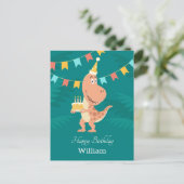 Happy Birthday Cake Candles Niedlich Dinosaur Post Postkarte (Stehend Vorderseite)