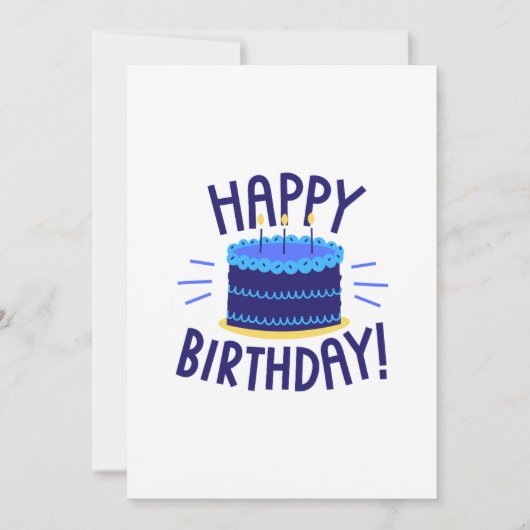 Happy Birthday Cake Card Blue Layers Einladung (Vorderseite)