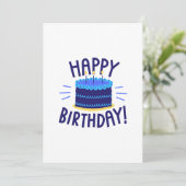 Happy Birthday Cake Card Blue Layers Einladung (Stehend Vorderseite)