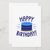Happy Birthday Cake Card Blue Layers Einladung (Vorne/Hinten)
