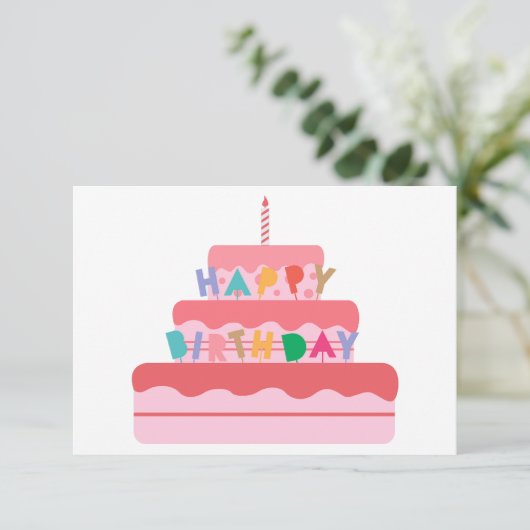 Happy Birthday Cake Card Dankeskarte (Stehend Vorderseite)