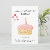Happy Birthday Cake Card Einladung (Stehend Vorderseite)