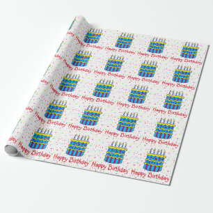 Happy Birthday Cake Confetti Party Wrapping Paper Geschenkpapier