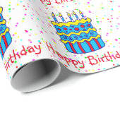 Happy Birthday Cake Confetti Party Wrapping Paper Geschenkpapier (Rolleneckpunkt)