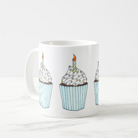 Happy Birthday Cake Cupcake Candle Sprinkles Party Kaffeetasse (Vorderseite Links)