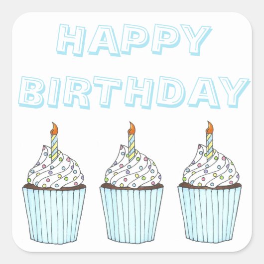 Happy Birthday Cake Cupcake mit Candle Stickers (Vorderseite)