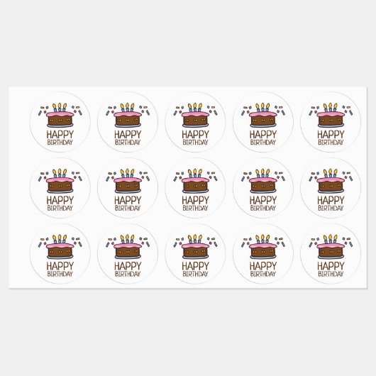 Happy Birthday cake Etiketten (Blatt)