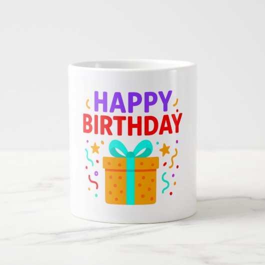 Happy Birthday Cake Graphic Jumbo-Tasse (Vorderseite)