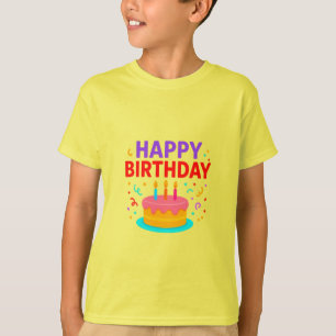 Happy Birthday Cake Graphic T-Shirt