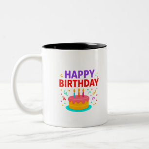 Happy Birthday Cake Graphic Zweifarbige Tasse