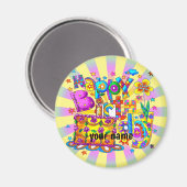Happy Birthday Cake individuelle Name Magnet (Vorderseite/Rückseite)