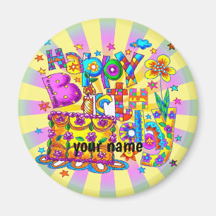 Happy Birthday Cake individuelle Name Magnet