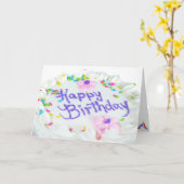 Happy Birthday cake Karte (Gelbe Blume)