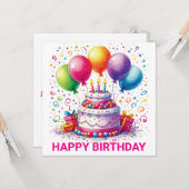 Happy Birthday Cake Karte (Vorderseite/Rückseite Beispiel)