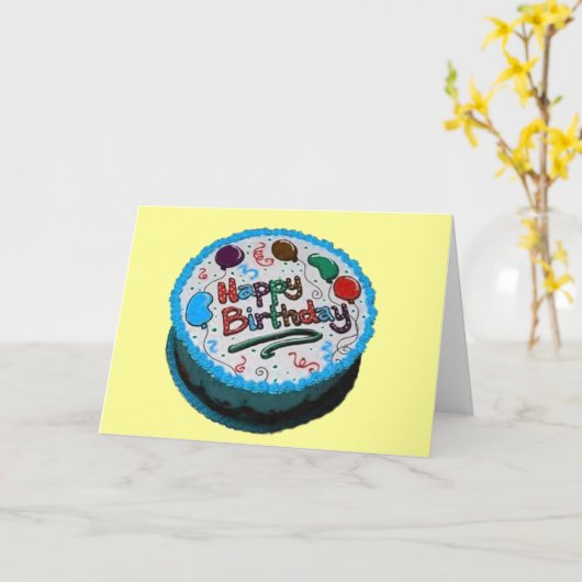 Happy Birthday Cake Karte (Gelbe Blume)