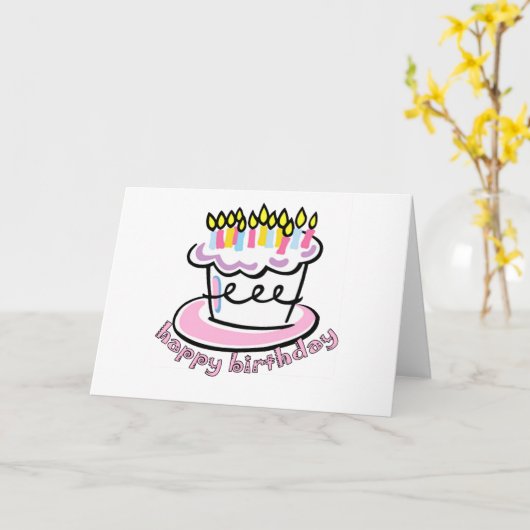 Happy Birthday cake Karte (Gelbe Blume)