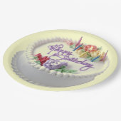 Happy Birthday Cake Kerzen Pappteller (Schrägansicht)