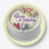 Happy Birthday Cake Kerzen Pappteller (Vorderseite)